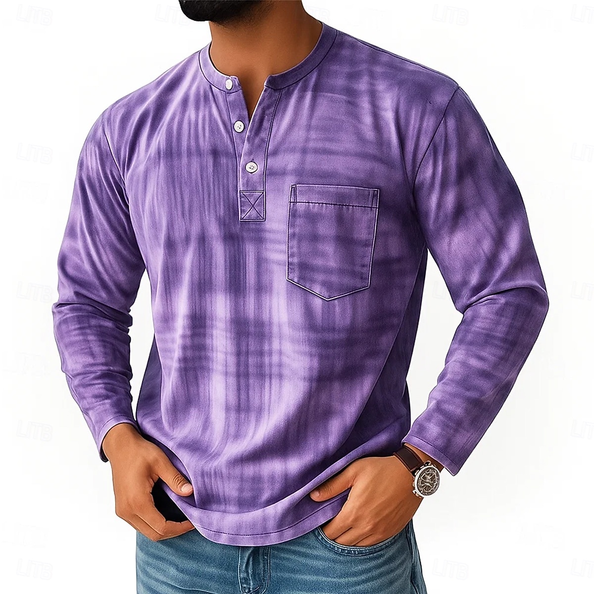 Per uomo Vintage Maglia Henley Maglietta Manica Lunga Retrò Vintage Casual Casuale Primavera Autunno Tutte le stagioni Blu Rosso Viola Marrone Verde Henley Maglietta Henley del 2026 a $21.99 –P1