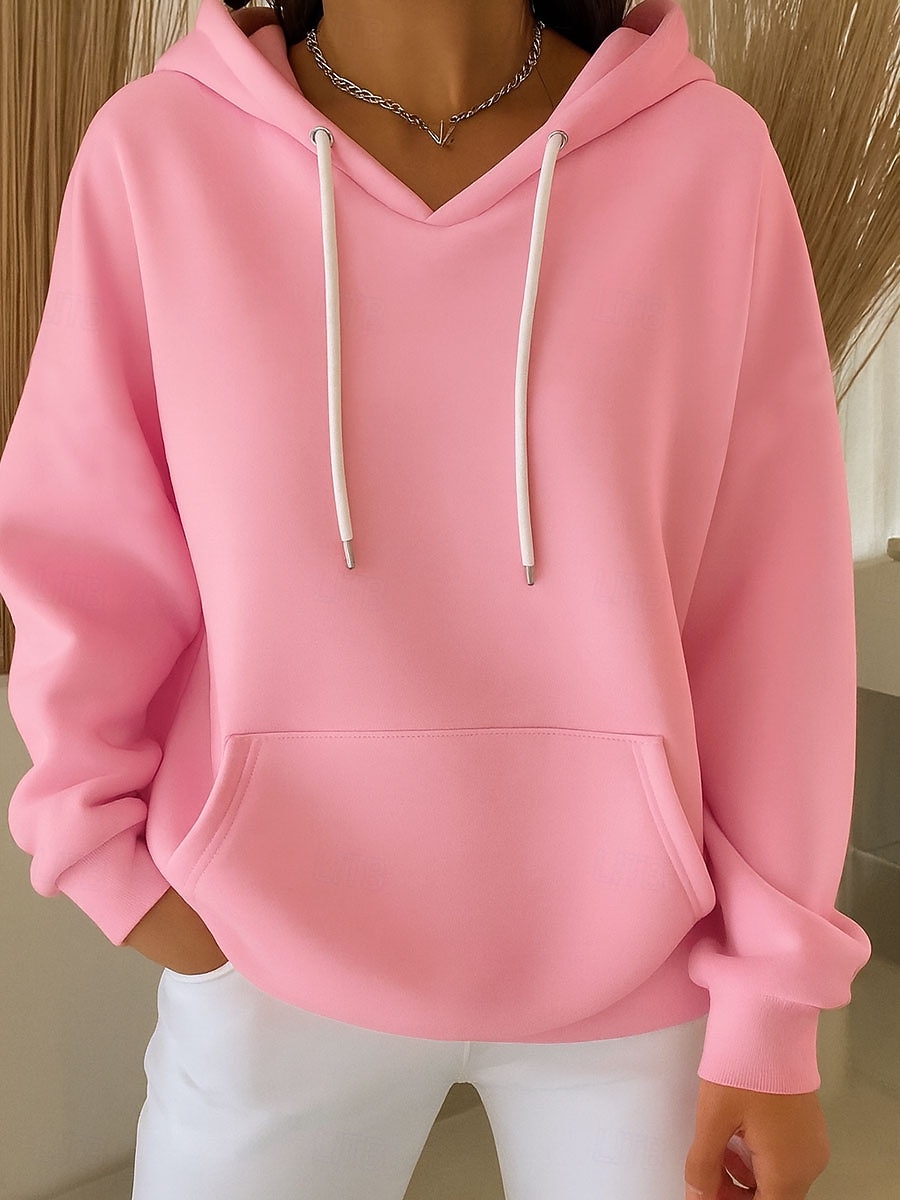 Femmes Sweat à capuche Uni Occasionnel manche longue À capuche Hauts Réguliers Tenue de soirée Rue Tenue Quotidienne Blanche Rose Claire Bleu Violet Vert Printemps Automne Hiver de 2025 ? $27.99 –P1