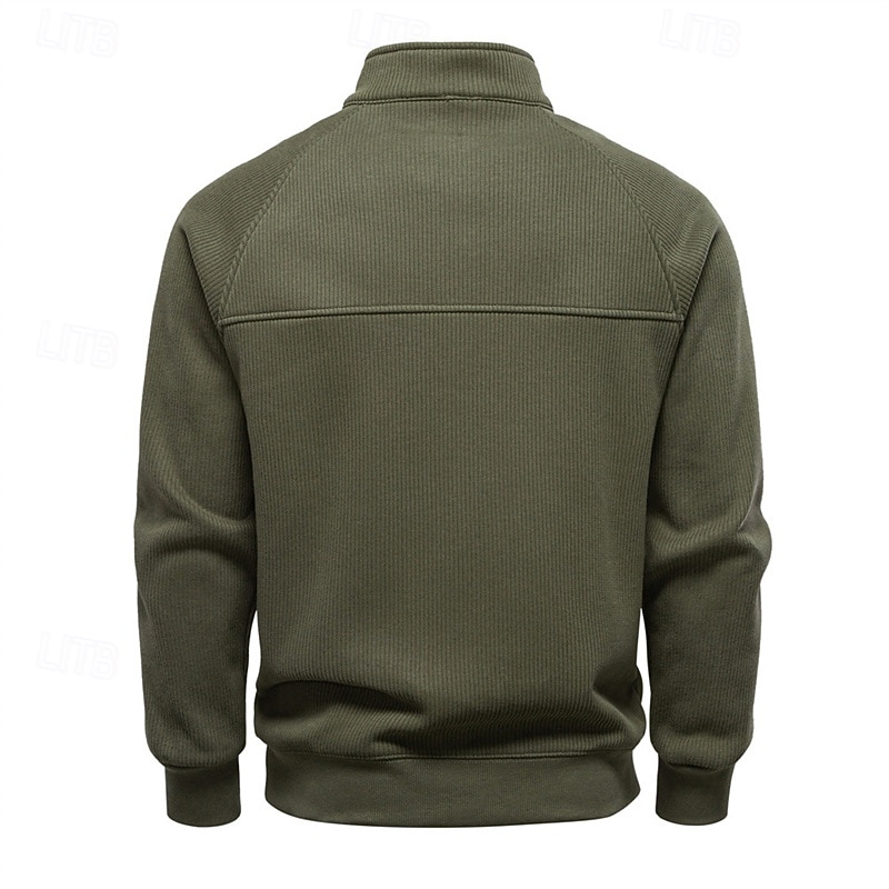 Homens Moletom Moletom de lã Moletom com zíper Adamascado Preto Verde Tropa Azul Marinha Cinza Claro Meio Zíper Tecido Zíper Desportos e Ar livre Diário Feriado Roupa de rua Básico Casual Outono de 2025 por $36.99 –P10