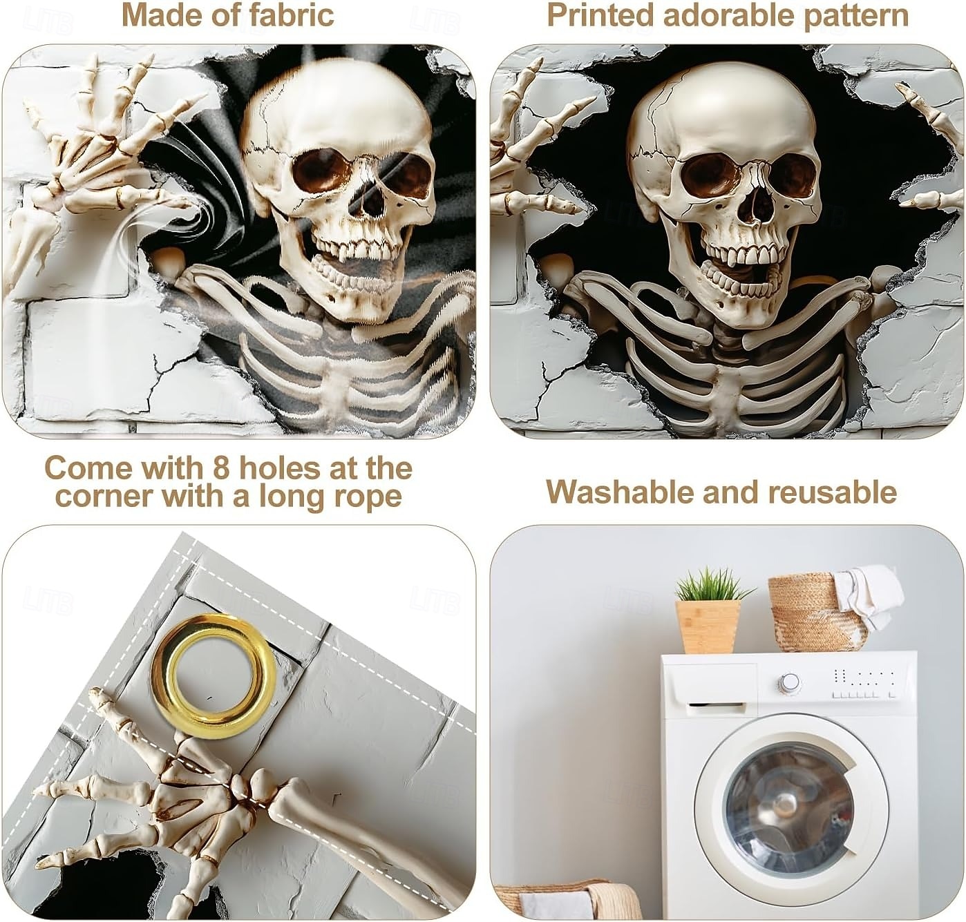 halloween-autotallin oven suojus valkoinen kallo roikkuva seinävaate kummitustalon koristelu kammottava ulkokäyttöön halloween-sisustus aavemainen kauhujuhlatarvikkeet piha puutarha autotallin 2025 - $18.99 –P3