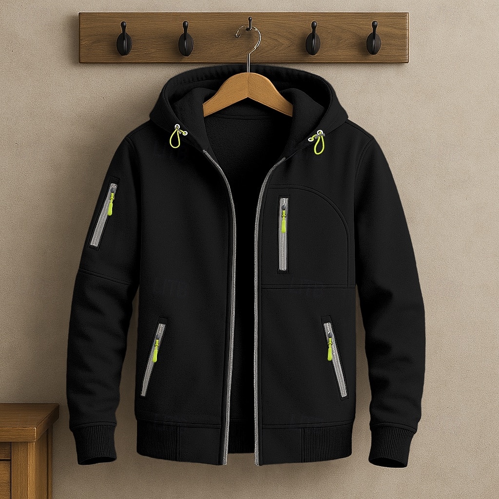 Per uomo Felpa con cappuccio Felpa con cappuccio a zip intera Felpa con cappuccio in pile Felpa con cappuccio foderata in pile Rosso bordeaux Nero Bianco Blu marino Blu Reale Con Cappuccio Semplice del 2025 a $23.99 –P9