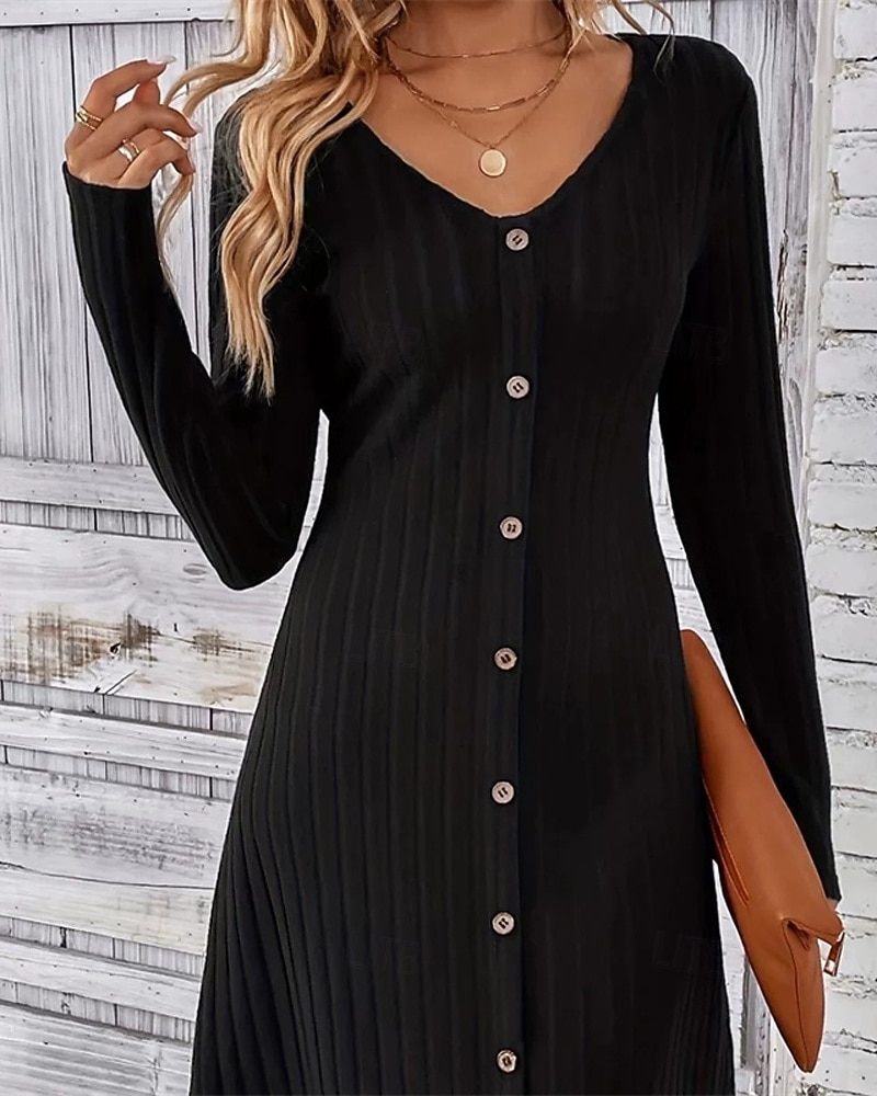 Femmes Mini Robe Robe Décontractée Élégant Mode Moderne Extérieur Quotidien Sortir Coupe régulière Uni manche longue Col ras du cou Noir Printemps Automne de 2025 ? $19.99 –P4