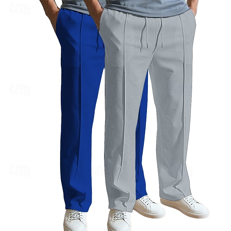 Men's Sweatpants Joggers Trousers Baggy Pants Straight Leg Sweatpants Drawstring Elastic Waist Multi-pack Plain Comfort Breathable Full Length Outdoor Daily Going out Fashion Ethnic Style White+Khaki 2026 - $29.99 –P6