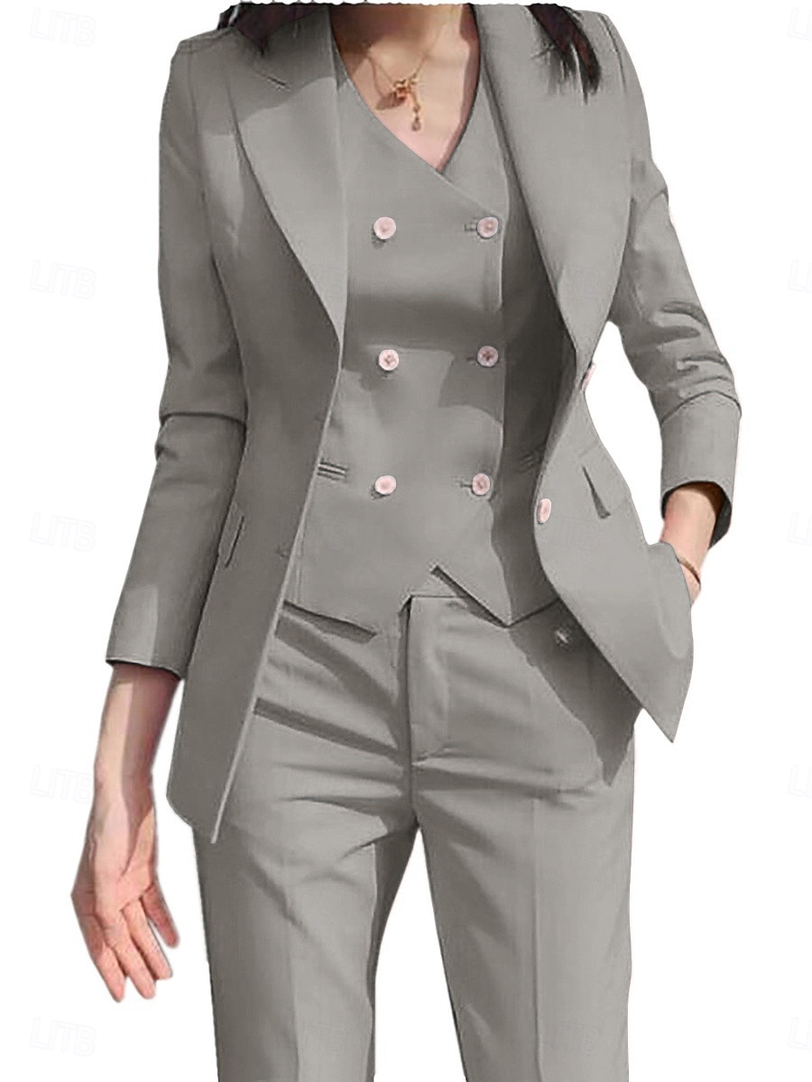 Women's 3 Pieces Suits Formal Wedding Guest Formal Evening Elegant Simple 3/4 Sleeve Pleated Ankle Length Peak Lapel Single Breasted 2025 - $179.99 –P6