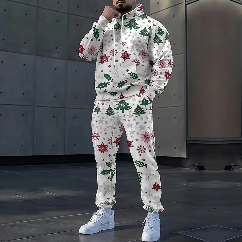 Navidad Hombre Cada Copos de nieve 2 piezas Conjuntos de sudaderas 3D Chándal Sudadera con capucha Manga Larga Pantalones largos Con Capucha Casual / Diario Ropa Deportiva Diario Festivos Impresión 3D 2025 - $46.99 –P4