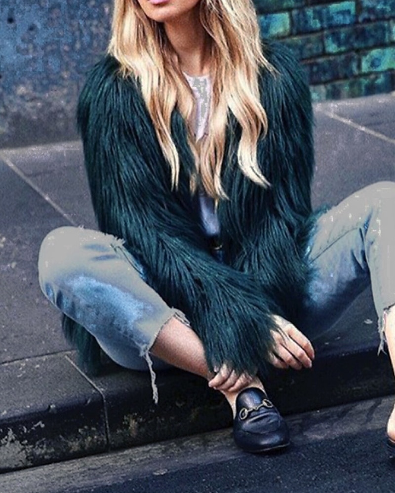 Damen Kunstpelzmantel Warm Bequem Pelze & Leder Mode Einfach Urlaub Straße Ausgehen Wochenende Regulär Rundhalsausschnitt Normale Passform Langarm Oberbekleidung Schwarz Weiß Rosa Herbst Winter 2025 - $39.99 –P17