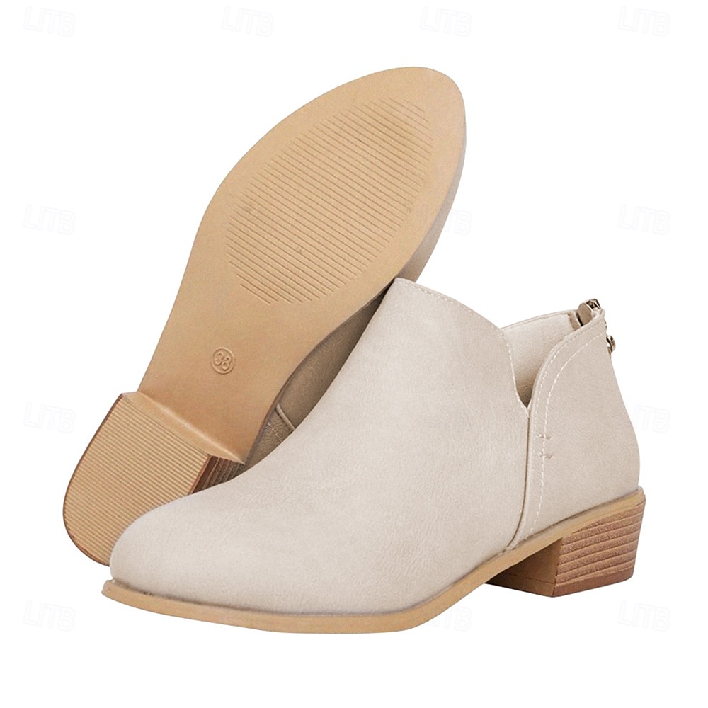 Women's Pink Faux Leather Low Heel Ankle Boots - Western Style Slip-On Booties for Casual and Everyday Wear 2026 - $42.99 –P2
