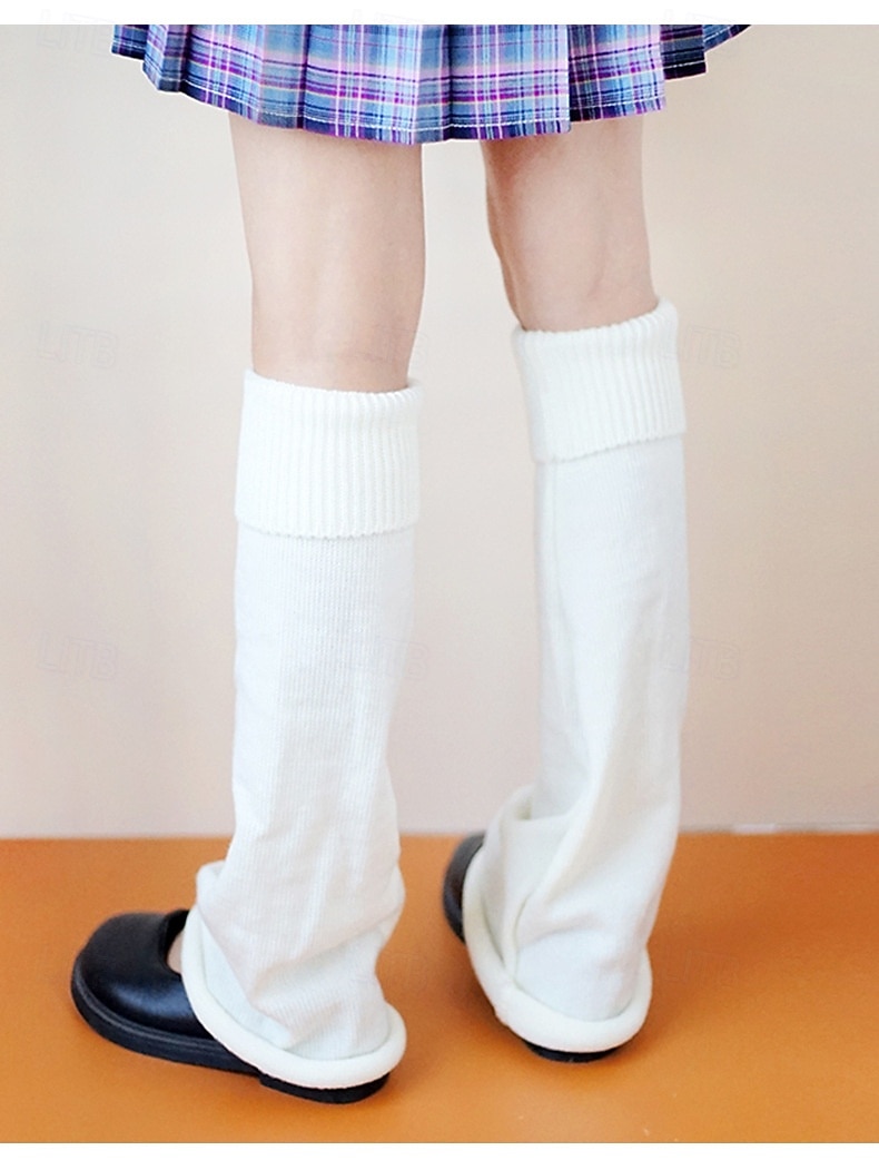 Chaussettes souples en tricot pour femmes, jambières évasées pour l'automne et l'hiver, couvre-chaussettes mi-mollet de couleur unie, chauffe-jambes tendance de style étudiant de 2026 ? $10.99 –P6