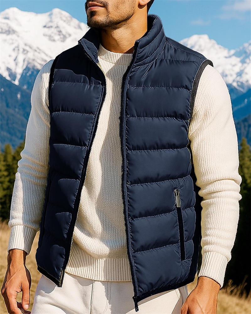 Men's Hiking Vest Puffer Vest Winter Autumn / Fall Outdoor Thermal Warm Lightweight Vest Hunting Fishing Climbing Black Army Green Burgundy Blue Green 2026 - $28.99 –P6