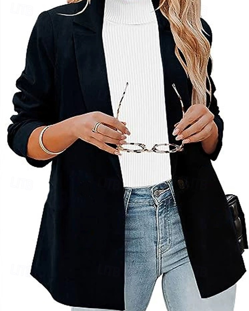 Femmes Blazer Confortable Boutons Élégant Mode Extérieur Uni Sortir Décontracté Quotidien Week-end Cardigan Régulier Revers Coupe régulière manche longue Vêtements d'extérieur Noir Rouge Marron de 2025 ? $24.99 –P6