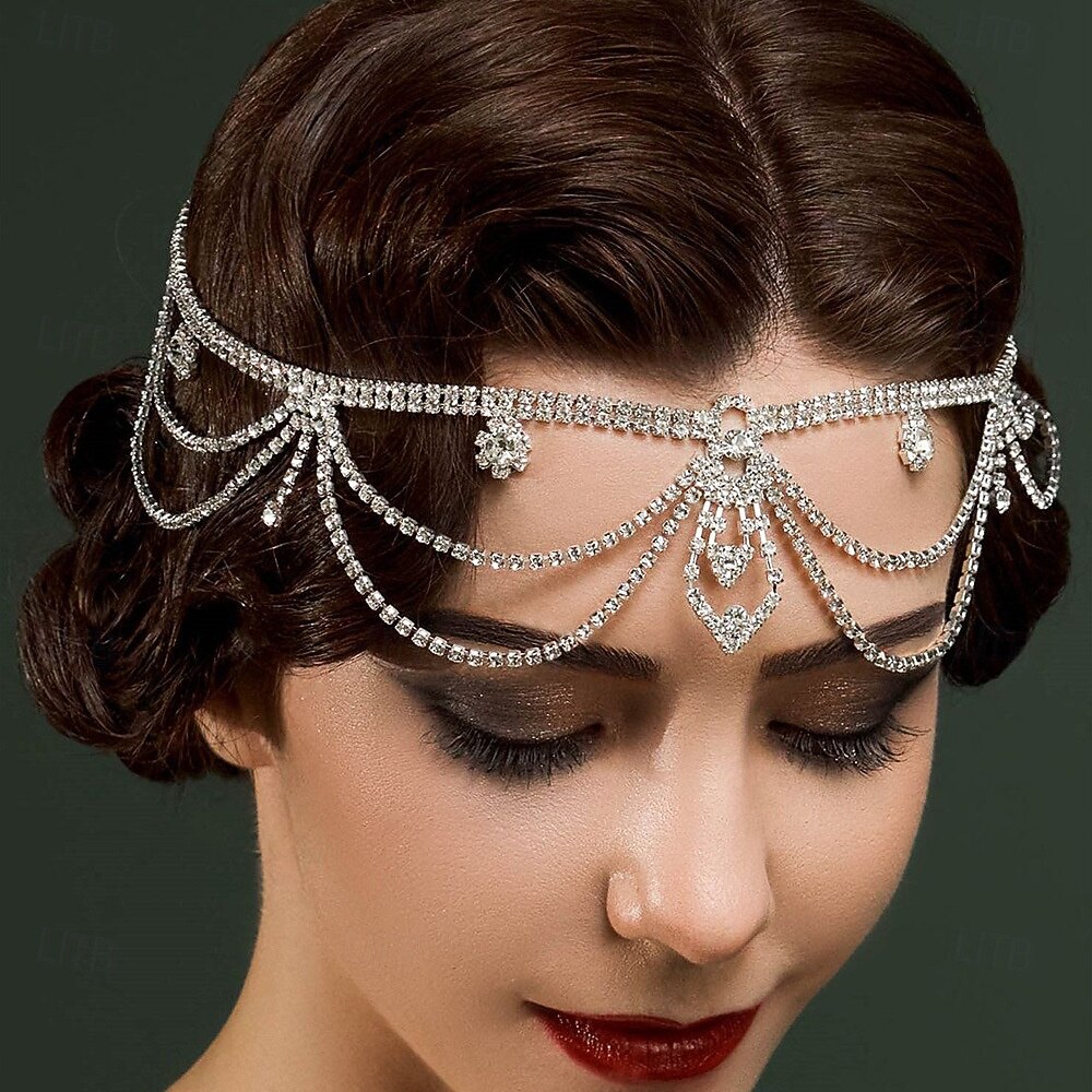 női 1920-as évekbeli Gatsby strasszos fejdísz, vintage flapper hajdísz Gatsby témájú bálokra és halloweeni partikra 2026 - $14.99 –P2