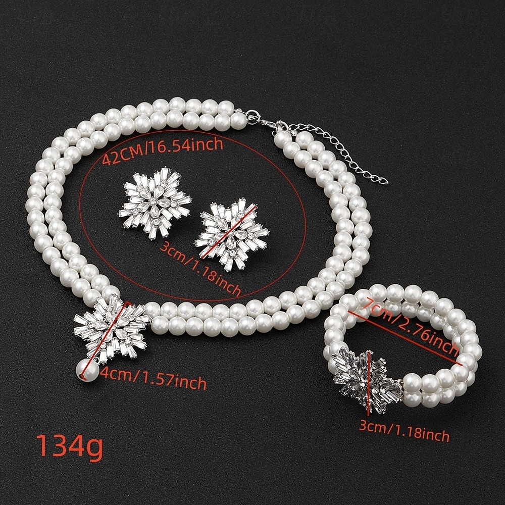 Women's Pearl Jewelry Set with Crystal Flower Accents - Vintage Gatsby Style Necklace, Earrings and Bracelet for 1920s Party and Cocktail Events 2025 - $19.99 –P5