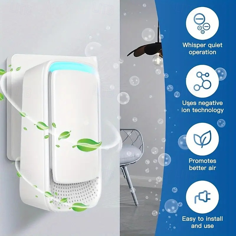 Home Plug-in Air Purifier - Portable Ion Air Cleaner Filter-Free and Quiet for Pets Offices and Gyms - Space-Saving Elegant Design 2026 - $21.99 –P1