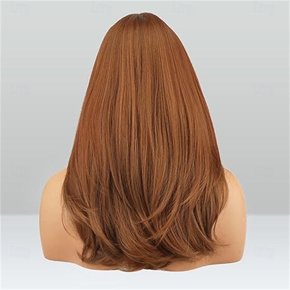 Wigs with Bangs for Women Synthetic Natural Looking Long Layered Straight Auburn Hair Wig for Women Daily Party Use 18 inch 2025 - $22.99 –P3