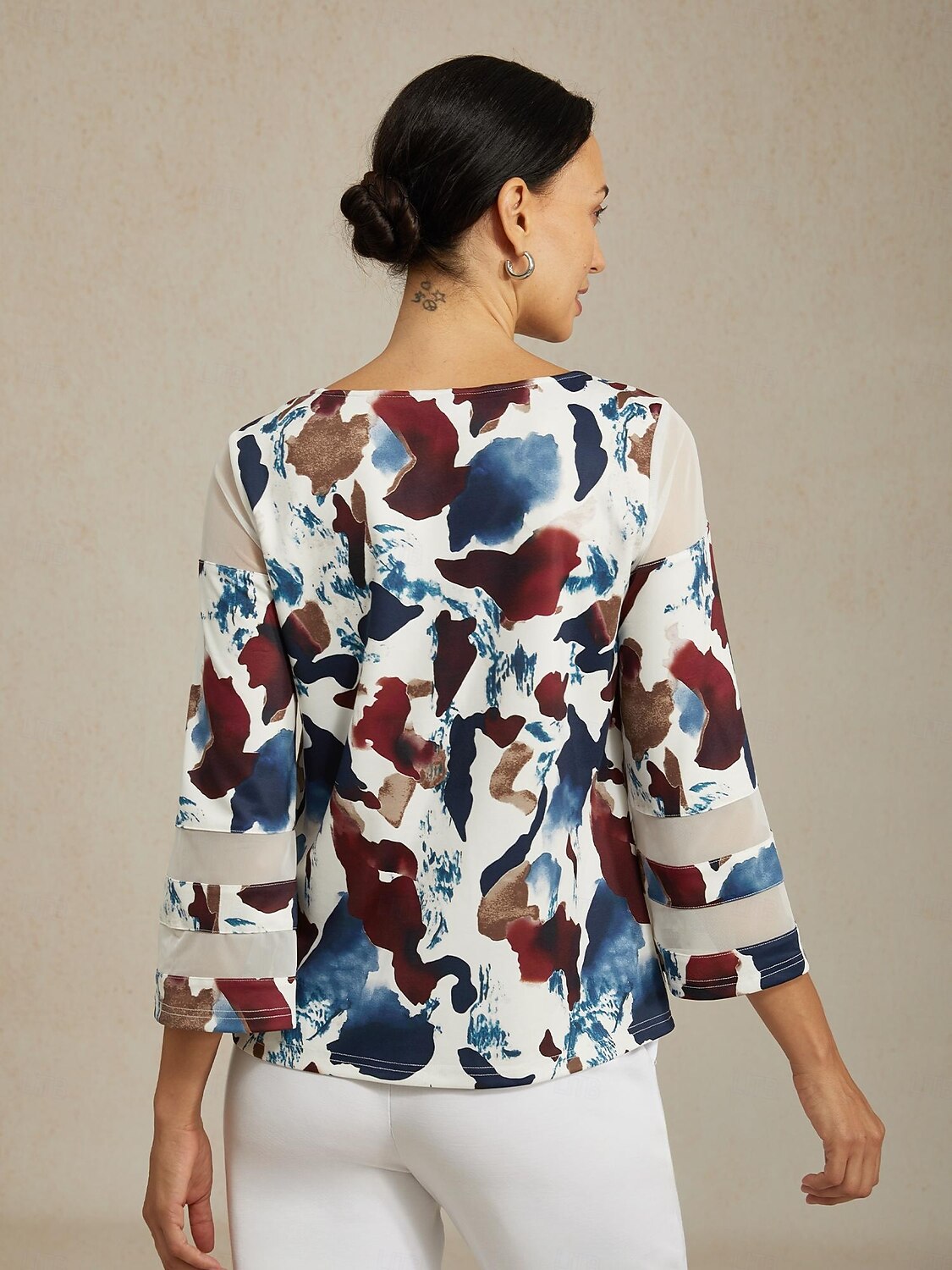 Mujer Estampado Casual Multi Color Talla S longitud de manga 50cm (La longitud de la manga aumenta 14cm por cada nueva talla) Elegante Diario Cuello Barco Primavera Otoño 2025 - $61.99 –P2