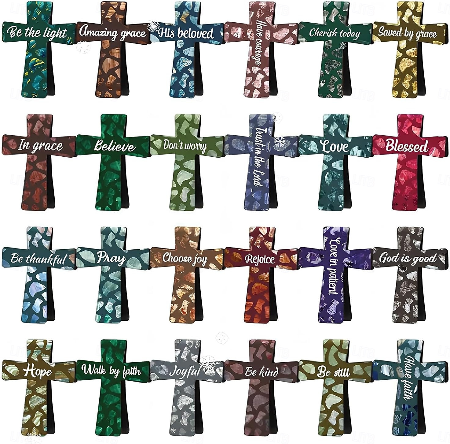 Marcadores magnéticos con forma de cruz (12, 16 y 24 unidades), ideales para el estudio bíblico, lectores, profesores y estudiantes. 2025 - $9.99 –P4