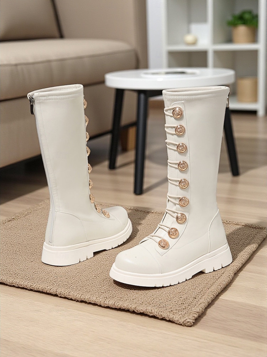 Dívčí šněrovací vojenské boty inspirované K-popem - trendy bílo-hnědé módní boty pro ležérní i pouliční styl 2025 - $46.99 –P9