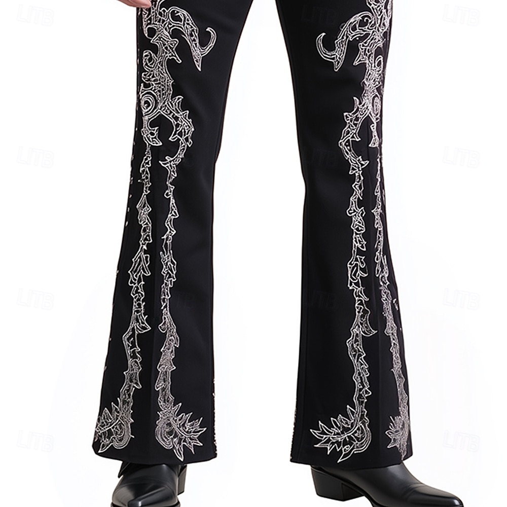 Herren Blumendruck Blumen Disco-Hosen 60er 70er Schlaghosen Mittlere Taille Western Vintage-Retro Outdoor Urlaub Lässig Seitentaschen Schlaghose Frühling Herbst 3D-Druck Schwarz Rote Blau 2026 - $29.99 –P2
