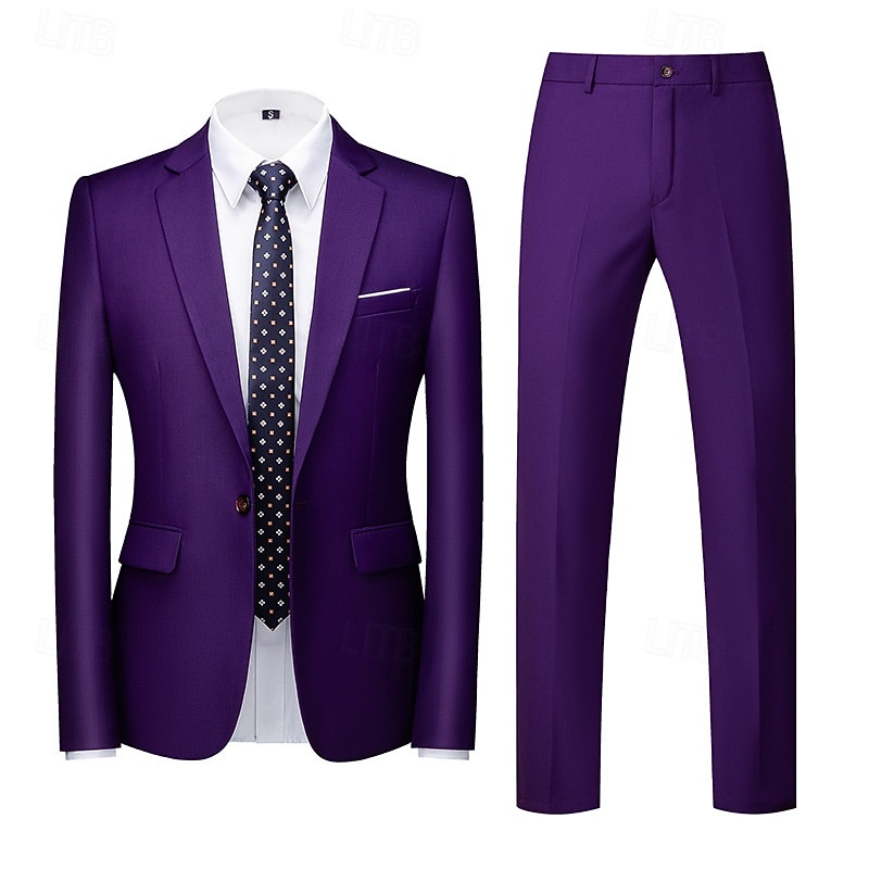 Homens Blazer Fato O negócio Coquetel Festa de Casamento 2 Peças Moda Casual Primavera Outono Poliéster Tecido Bolsos Botões Confortável Não Trespassado Jaqueta esporte Amarelo Escuro Cinzento Escuro de 2026 por $112.99 –P10