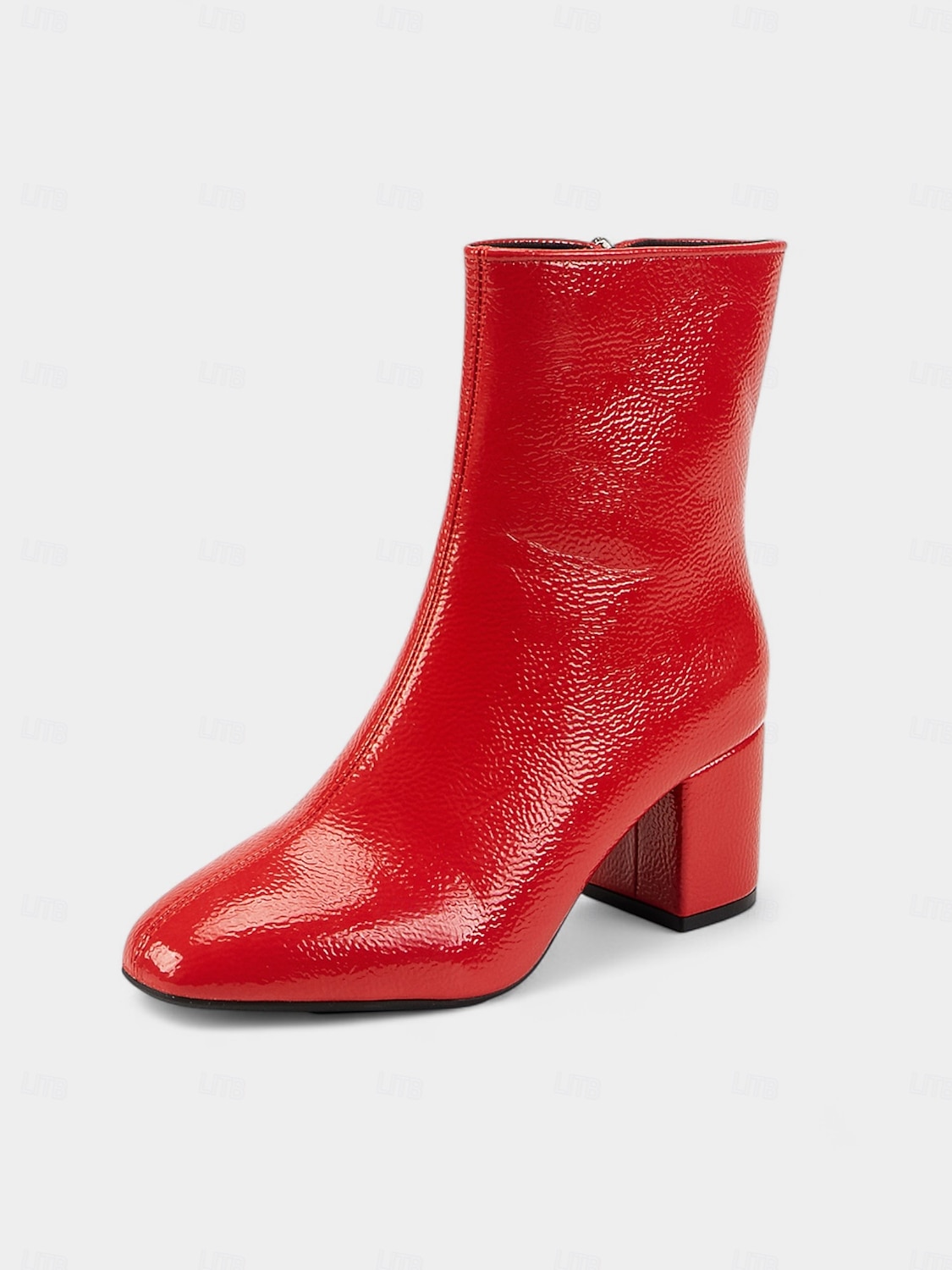 Botas femininas brancas de couro sintético – botinhas estilosas com salto grosso e zíper lateral para looks casuais, de trabalho e do dia a dia de 2025 por $34.99 –P3
