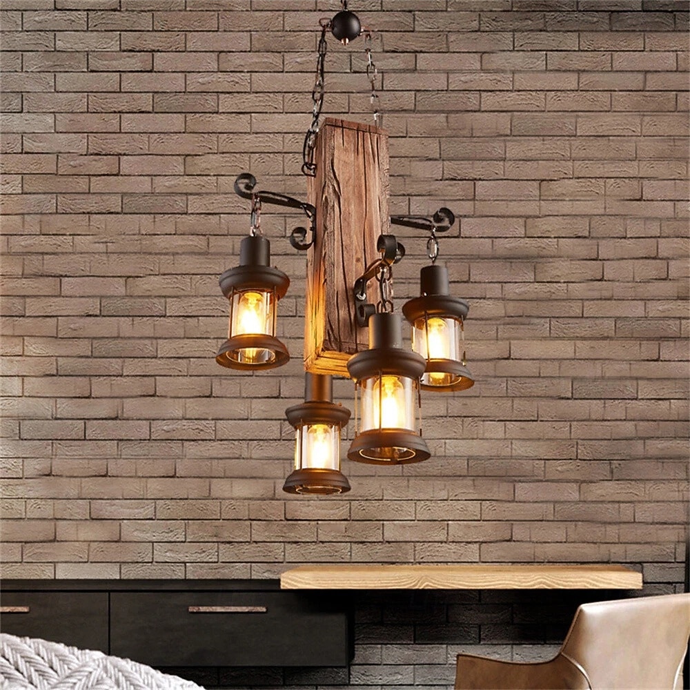 4 luci 45 cm Lampada a sospensione Legno Industriale Rustico 110-120V 220-240V del 2025 a $229.99 –P2