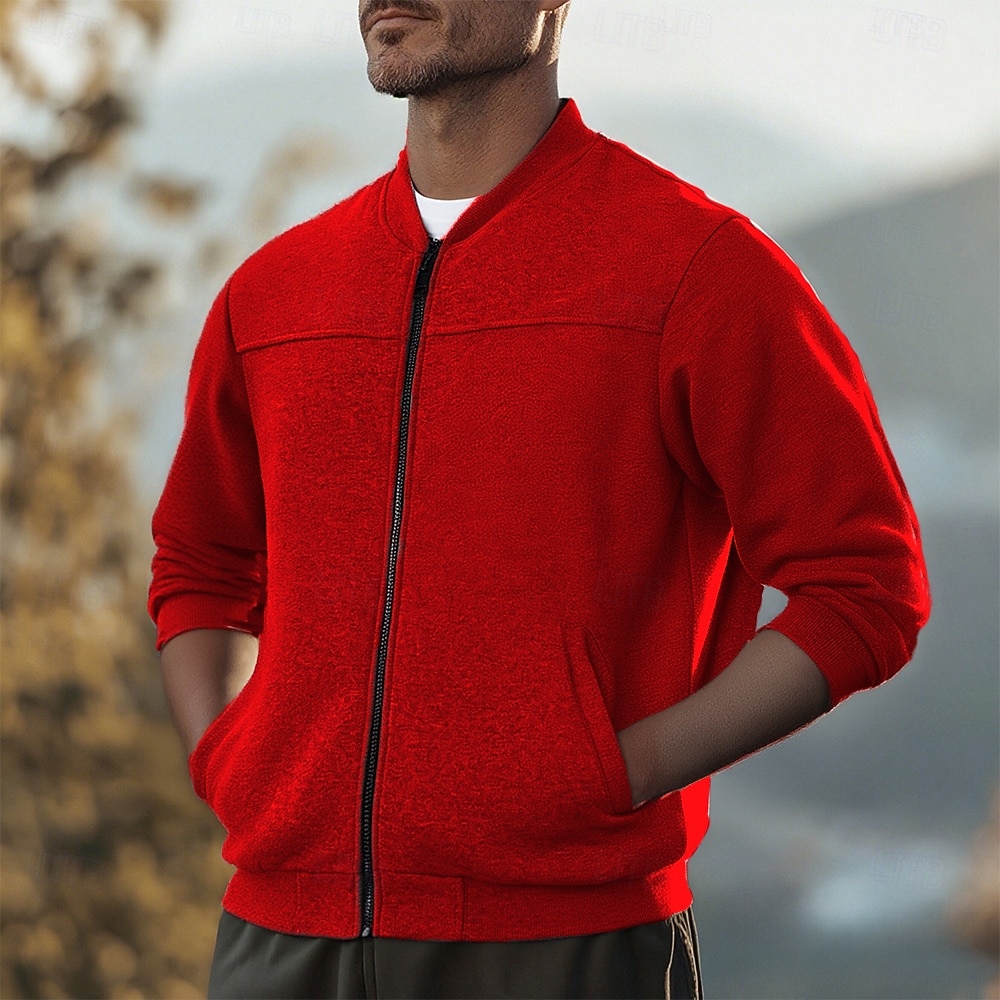 Hombre Sudadera Sudadera con cremallera Sudadera con cremallera completa Negro Rojo Azul Marino Azul Piscina Gris Oscuro Cuello Mao Plano Bolsillo Deporte Diario Festivos Algodón Ropa de calle Básico 2025 - $19.49 –P2