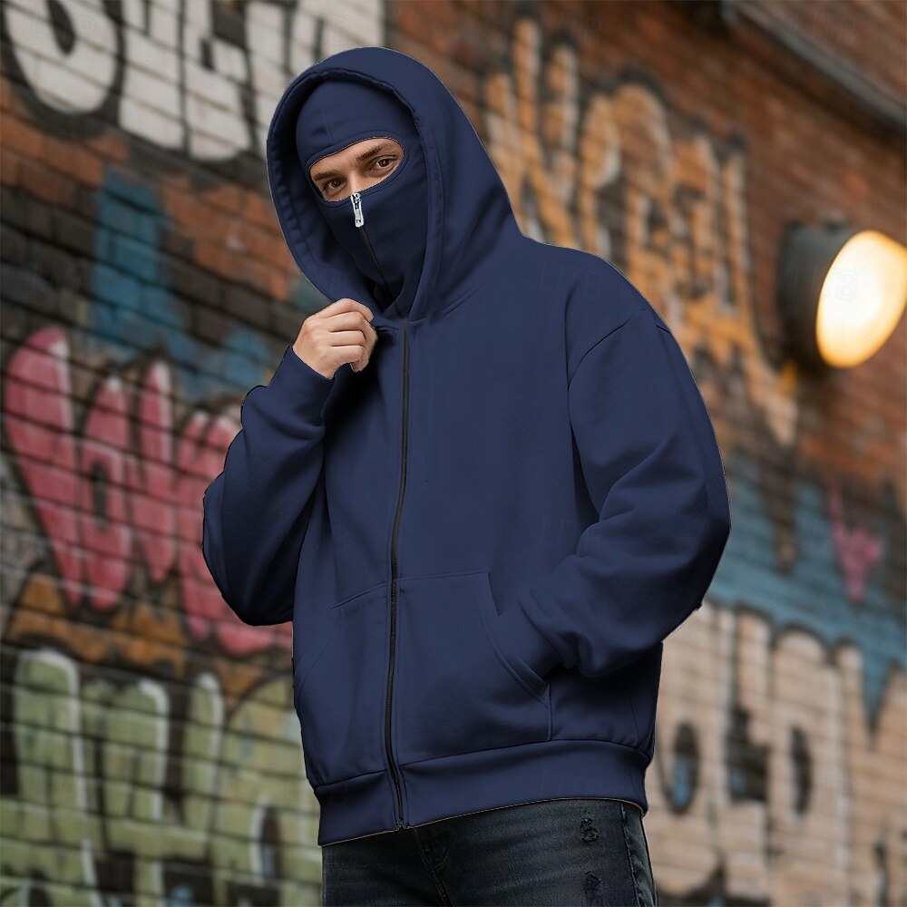 Męskie Rozpinana bluza z kapturem Bluza z zamkiem Bluza z zamkiem błyskawicznym Biały Kaptur Równina Multi Pocket Kieszenie na zamek Codzienny Sport i turystyka Święto Poliester Moda miejska Codzienny 2026 - $25.99 –P8