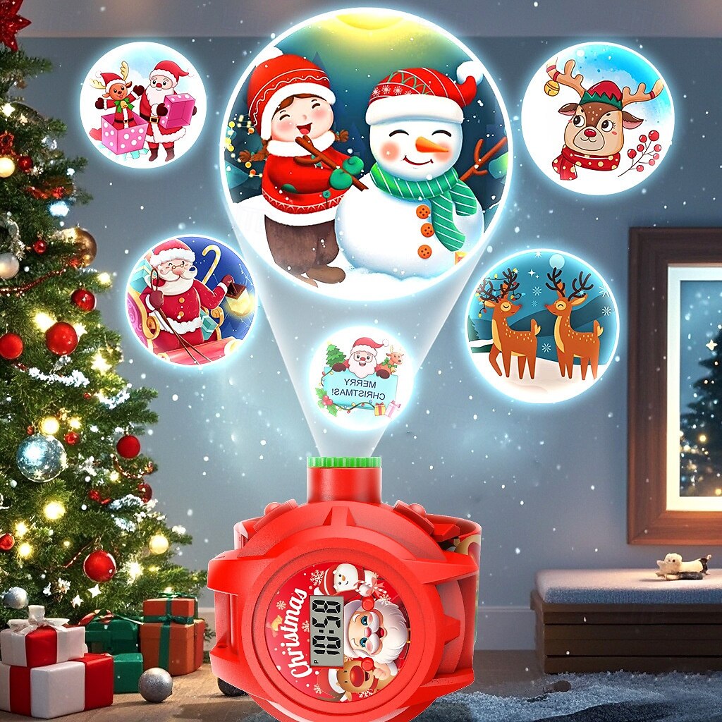 Orologio da polso digitale con proiezione spettrale di Halloween, 24 divertenti disegni di cartoni animati, con copertura di zucca luminosa - fantastico regalo per le feste &bomboniera per ragazzi e del 2025 a $27.99 –P8