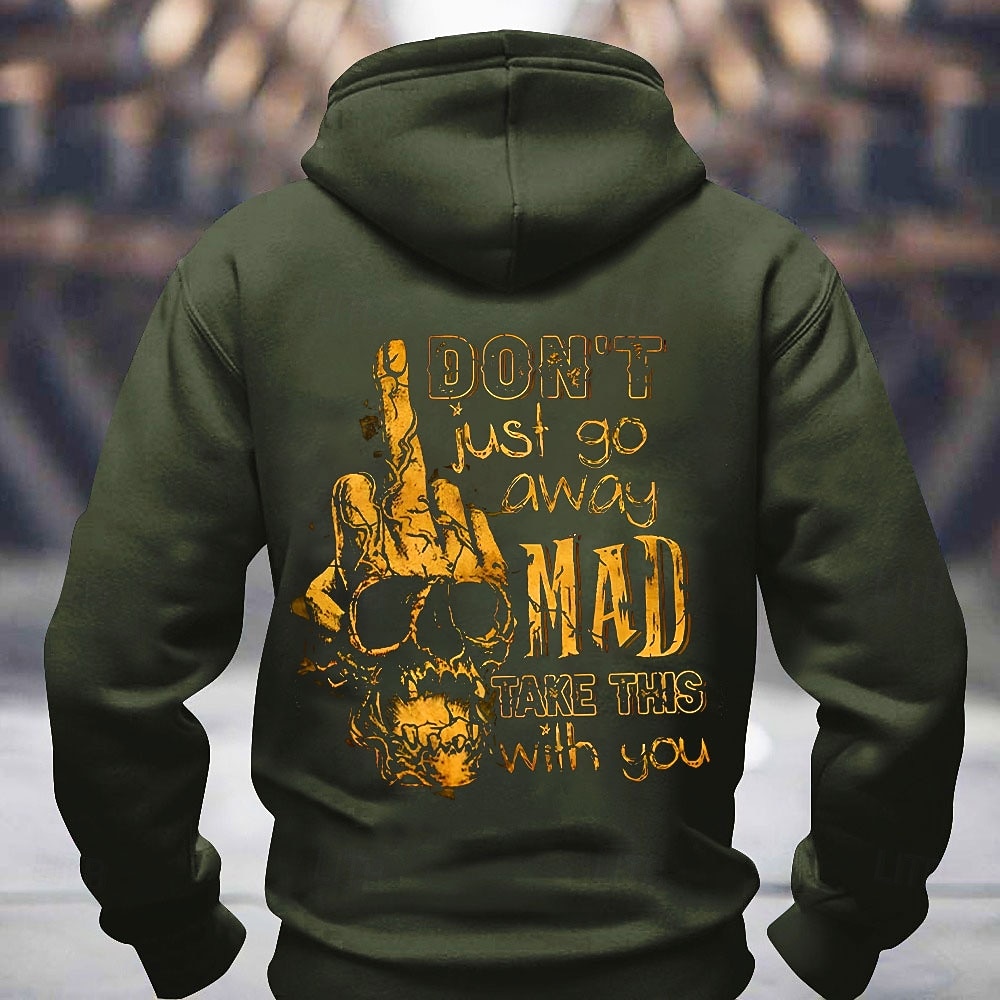 Ανδρικό Hoodie Τολμηρό "Δεν φεύγω απλά θυμωμένος πάρε αυτό μαζί σου" Σλόγκαν Γραφικό με εκτύπωση κρανίου με μεσαίο δάχτυλο Μακρυμάνικο 2026 - $28.99 –P4