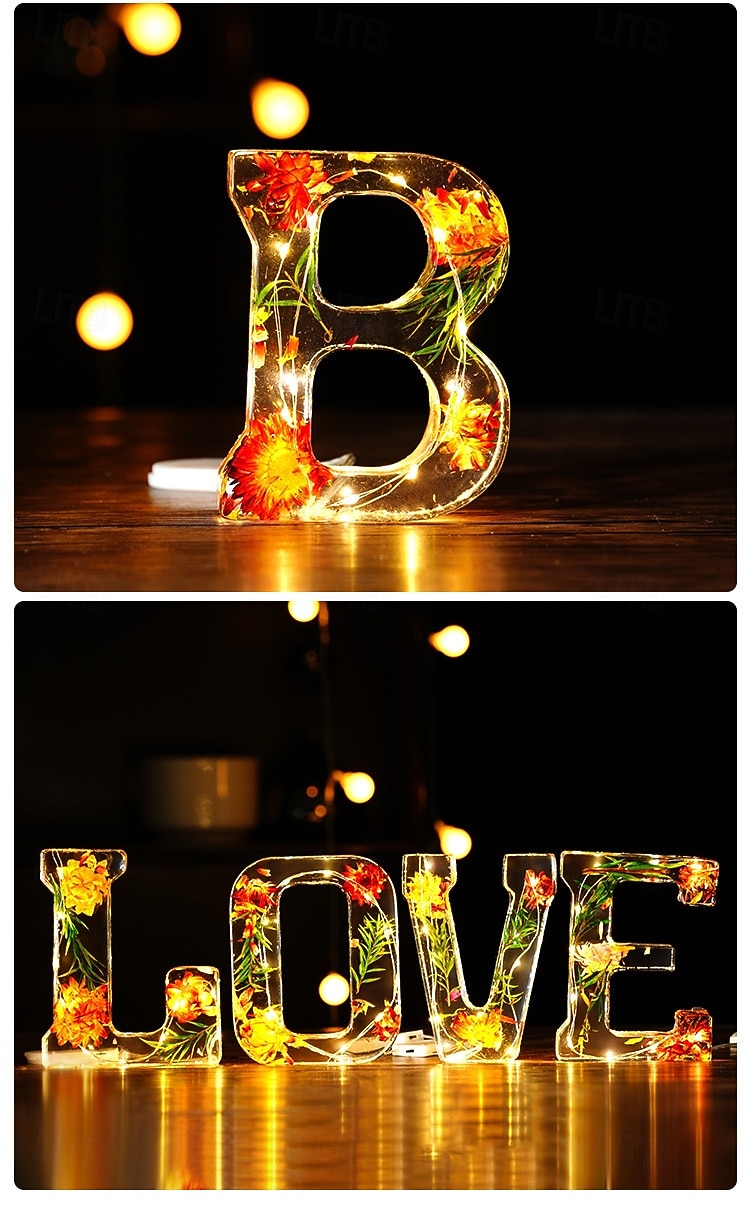 1 шт. светодиодный ночник 11,5 см с 26 буквами, теплый свет в виде сухого цветка, настольное украшение, декоративный светильник, светильник для украшения Рождества, Хэллоуина, свадьбы, дня рождения, вечеринки 2025 - $12.99 –P1