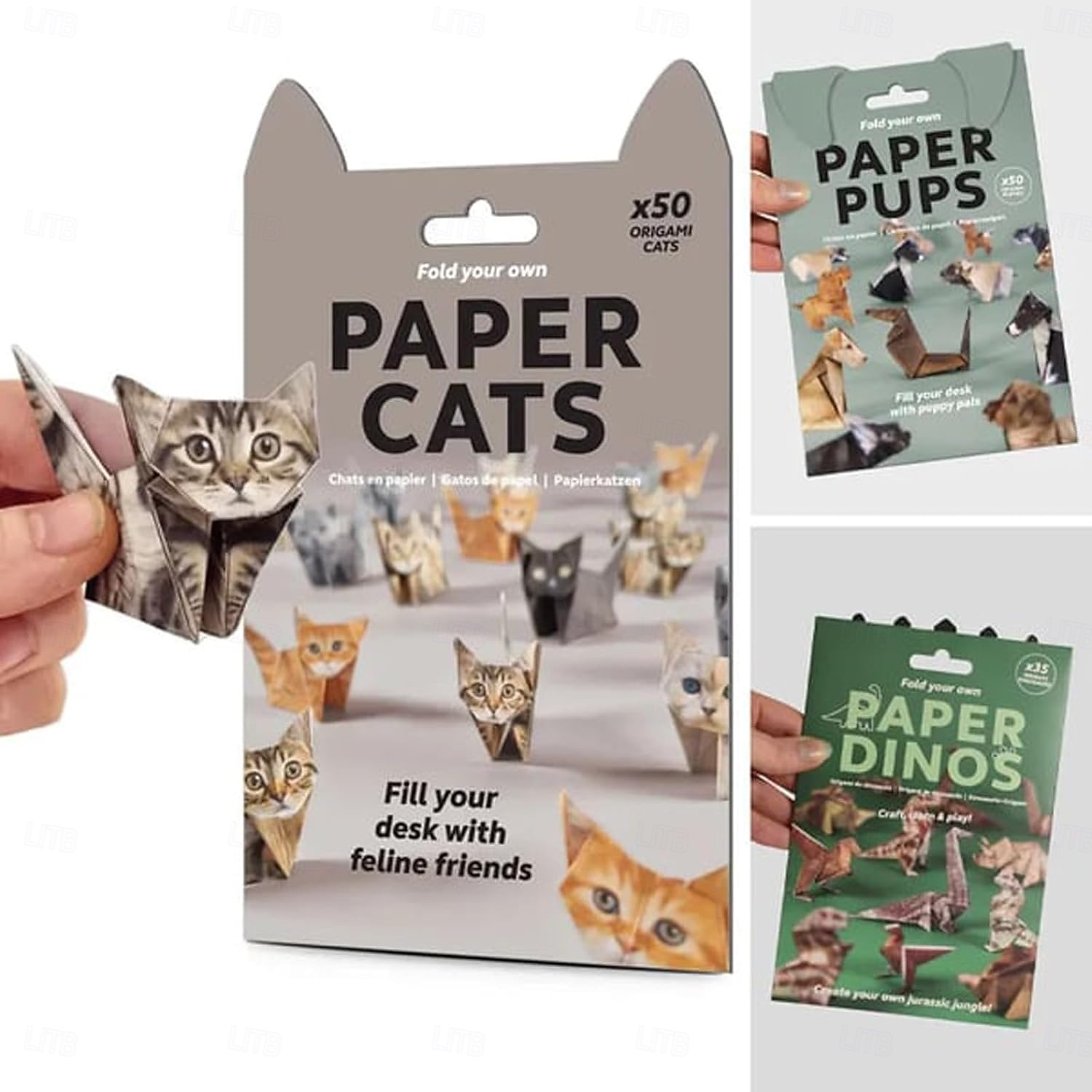 Gatos de papel de bricolaje, kit de manualidades de origami de papel de gato/perro/dinosaurio 3D de 50 hojas con instrucciones, decoración de escritorio de animales de bricolaje, divertidos kits de 2025 - $16.49 –P3