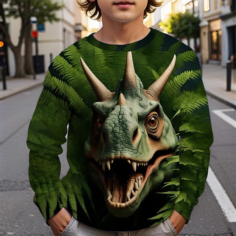 Boys' 3D Dinosaur T shirt Tee Long Sleeve Spring Fall Fashion Basic Kids 4-12 Years Crew Neck Outdoor Casual Daily Regular Fit 2026 - $13.99 –P1