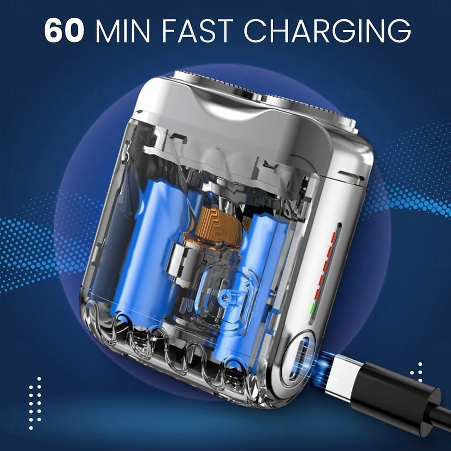 Bærbar roterende elektrisk barbermaskin med dobbel ring, mini-skjeggbarbermaskin med koffertdesign, vanntett reisebarbermaskin for menn, hurtiglading med lang batterilevetid og magnetisk kutter med 2026 - $19.99 –P5