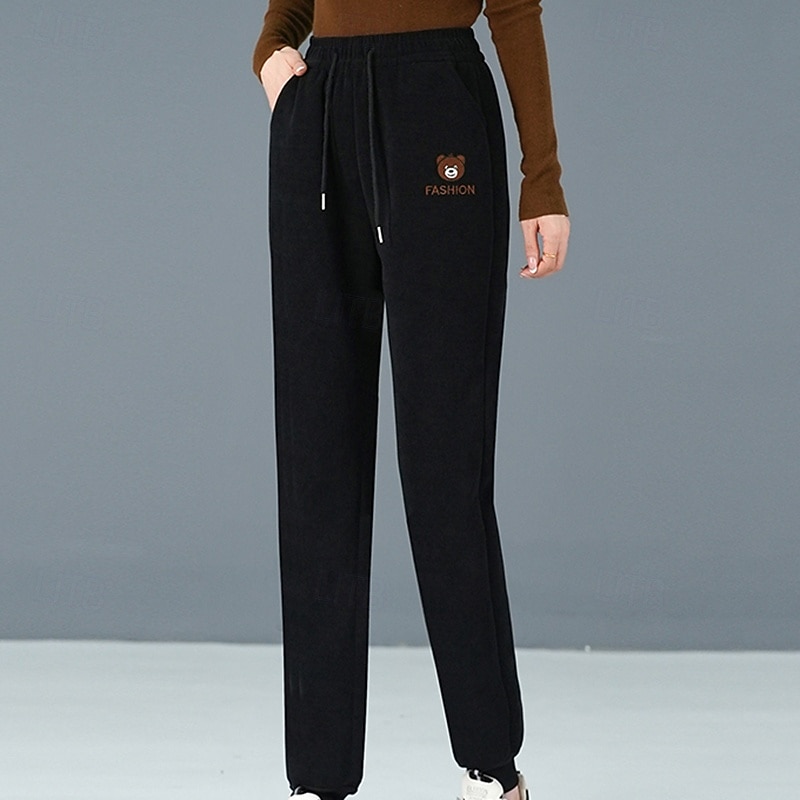 Damskie Spodnie dresowe z polaru Spodnie lounge Ściągana na sznurek Odporność na wiatr Ciepłe Wysoka talia Siłownia Na zewnątrz Bieganie Doły Jednokolorowe Czarny Khaki Kawowy Sport Odzież sportowa 2026 - $8.99 –P7