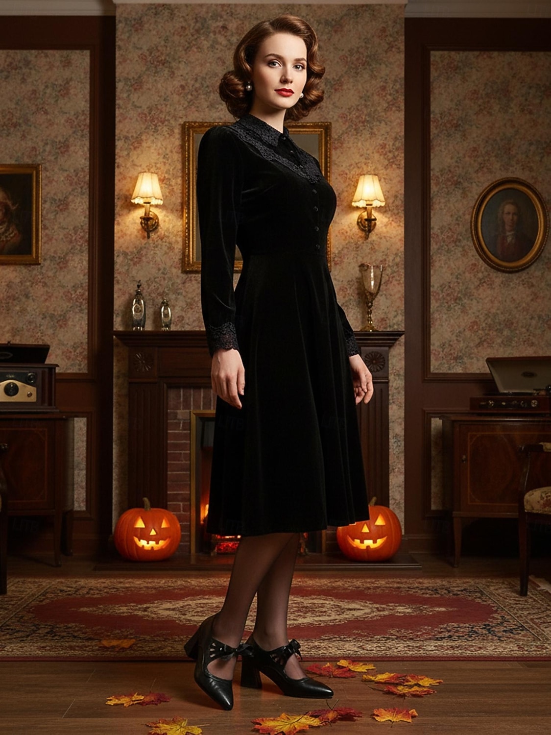 Γυναικεία μαύρα τακούνια Mary Jane σε στιλ δεκαετίας του 1950 με φιόγκο – ρετρό γόβες με χοντρό τακούνι για καθημερινή vintage εμφάνιση και swing χορό 2026 - $54.99 –P1