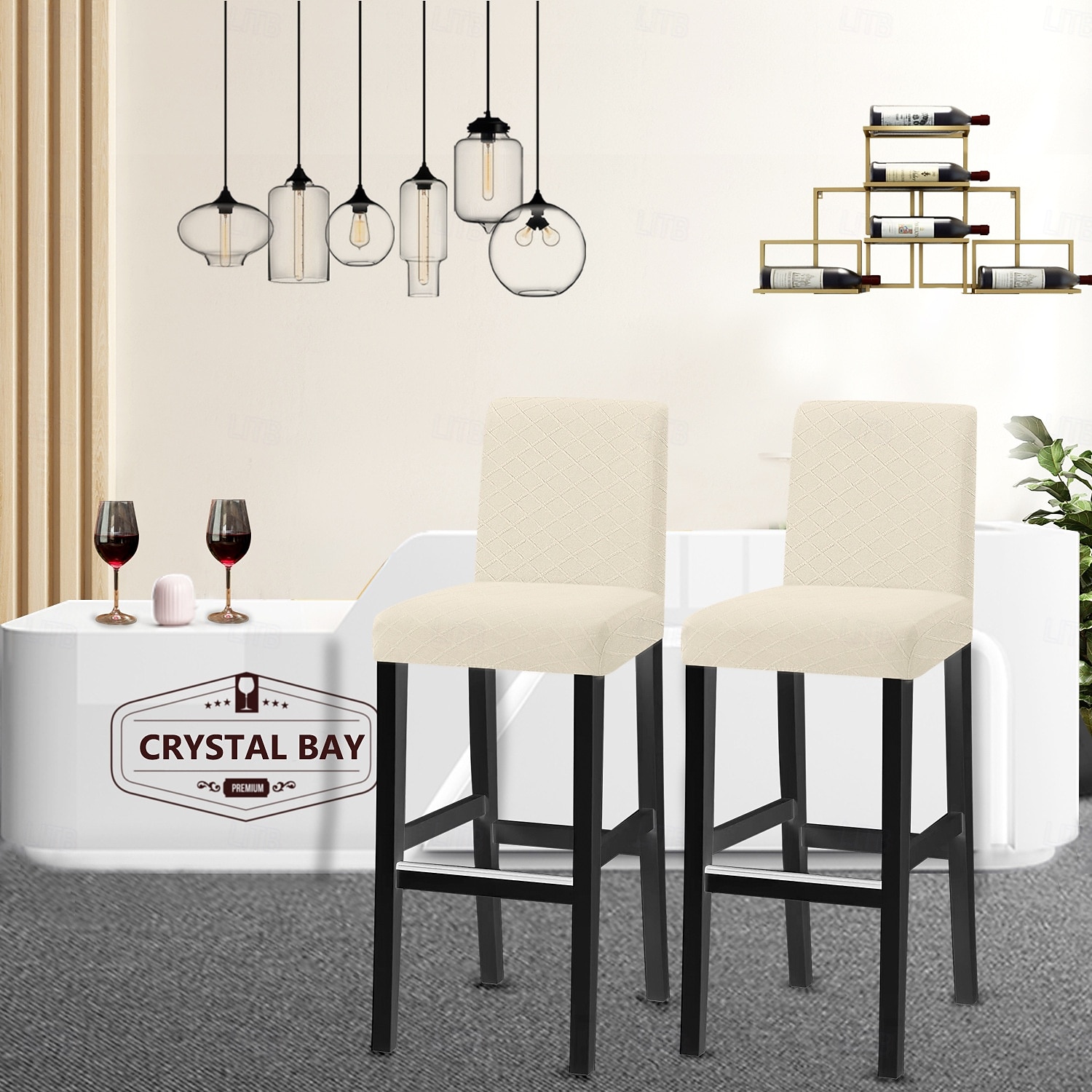 водонепроницаемые чехлы для стульев-табуретов, чехлы для стульев из спандекса с ромбовидным жаккардом, универсальные всесезонные чехлы для стульев для банкетов, свадеб и домашнего декора 2026 - $8.99 –P9