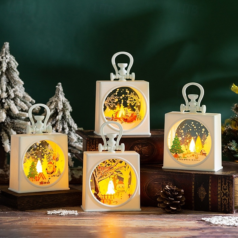 1 st 12,3 * 9,5 cm jul-LED-ljusremsa med upplyst handhållen lampa jultomten snögubbe ren julgran inomhus- och utomhusbordsdekorationslampa AG13 * 3 batterier 2025 - $4.49 –P2