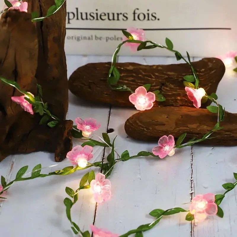 Sakura rotting girland eventyr snorlys 2m 20LEDs batteridrevet bryllup fest innendørs atmosfære hjem romantisk høytidsdekorasjon 2026 - $14.49 –P6