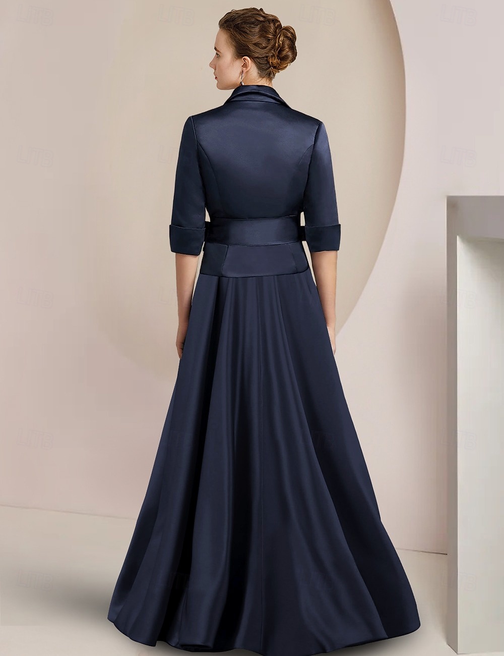 Dvoudílné Kalhoty Po kotníky Šaty pro matku nevěsty Poloviční rukáv Košilový límec Elegantní Formální Svatební host Satén s Mašle 2026 - $175.99 –P5