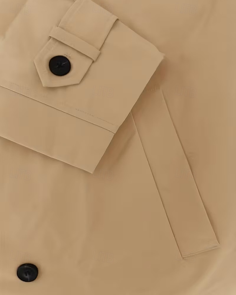 Herren Mantel Trenchcoat Langer Trenchcoat Urlaub Täglich Frühling Herbst Polyester Winddicht Oberbekleidung Bekleidung Mode Klassisch Einfach Tasche Revers Doppelreihig 2025 - $44.99 –P6