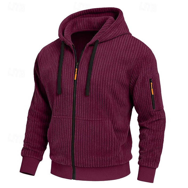 Per uomo Felpa con cappuccio Felpa con cappuccio a zip intera Velluto a coste Felpa con cappuccio tattica Nero Bianco Verde militare Rosso Borgogna Con Cappuccio Semplice Testurizzato Sport & Outdoor del 2025 a $23.99 –P7