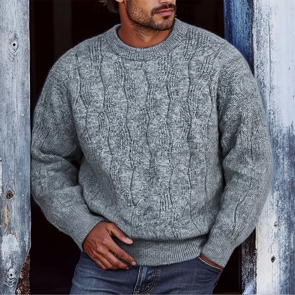 Herren Pullover Strickpullover Gerippt Stricken Normale Oberteile Gestrickt Einfach Rundhalsausschnitt Mode Basic Urlaub Alltagskleidung Bekleidung Herbst Winter Rote Grün M L XL 2026 - $53.99 –P1