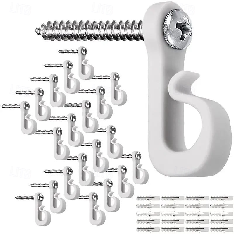 Ensemble de 20 crochets de sécurité en plastique pour lumière - solution de suspension polyvalente pour une utilisation intérieure et extérieure, comprend 20 crochets, 20 vis, 20 tubes, crochets de 2025 ? $9.99 –P3