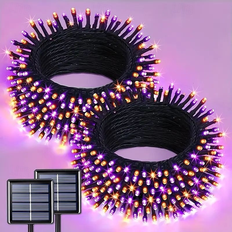 1 stuk zonne-lichtsnoer Halloween buitendecoratie IP65 waterdicht zonne-sprookjesachtige twinkelende lichtjes 8 verlichtingsmodi geschikt voor Halloween, Kerstmis, feest, boom, bruiloft, tuin, balkon, 2025 - $12.99 –P8