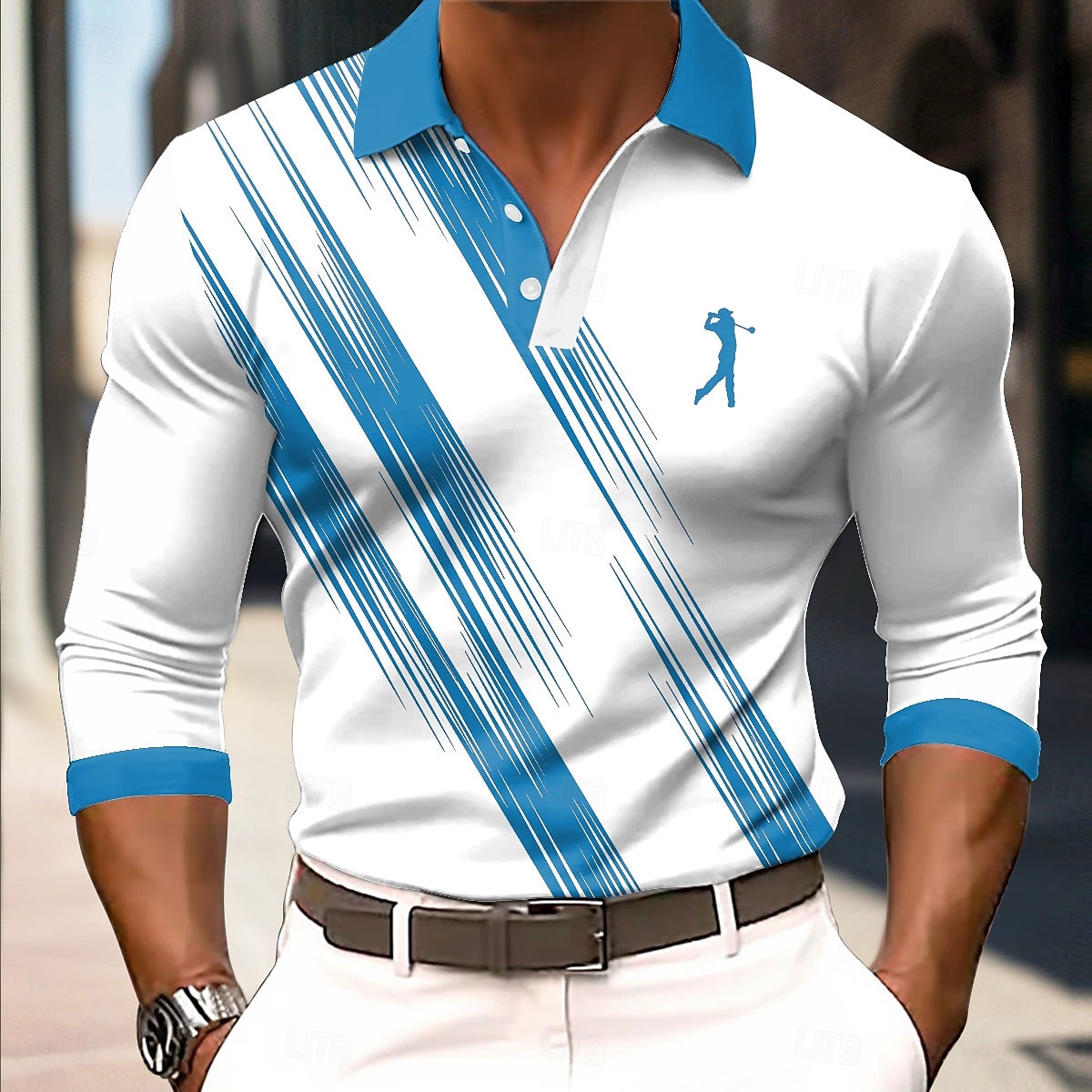 Per uomo Geometrico Linea Polo Manica Lunga Magliette polo Camicie con Colletto Business Casual Affari Athleisure Abbigliamento quotidiano Stampa 3D Bottoni Primavera Autunno Inverno Nero Bianco Blu del 2026 a $22.99 –P3