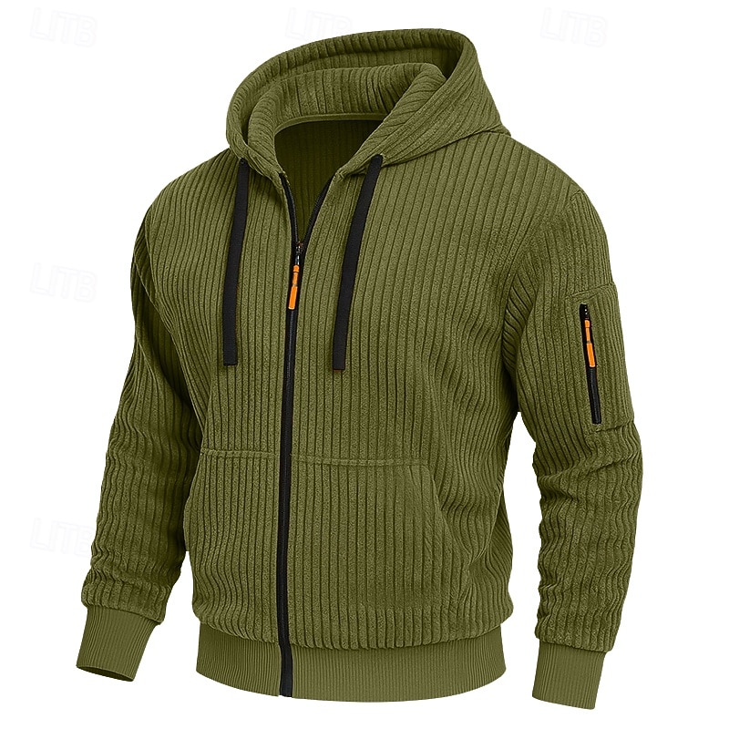 Per uomo Felpa con cappuccio Felpa con cappuccio a zip intera Velluto a coste Felpa con cappuccio tattica Nero Bianco Verde militare Rosso Borgogna Con Cappuccio Semplice Testurizzato Sport & Outdoor del 2025 a $23.99 –P8