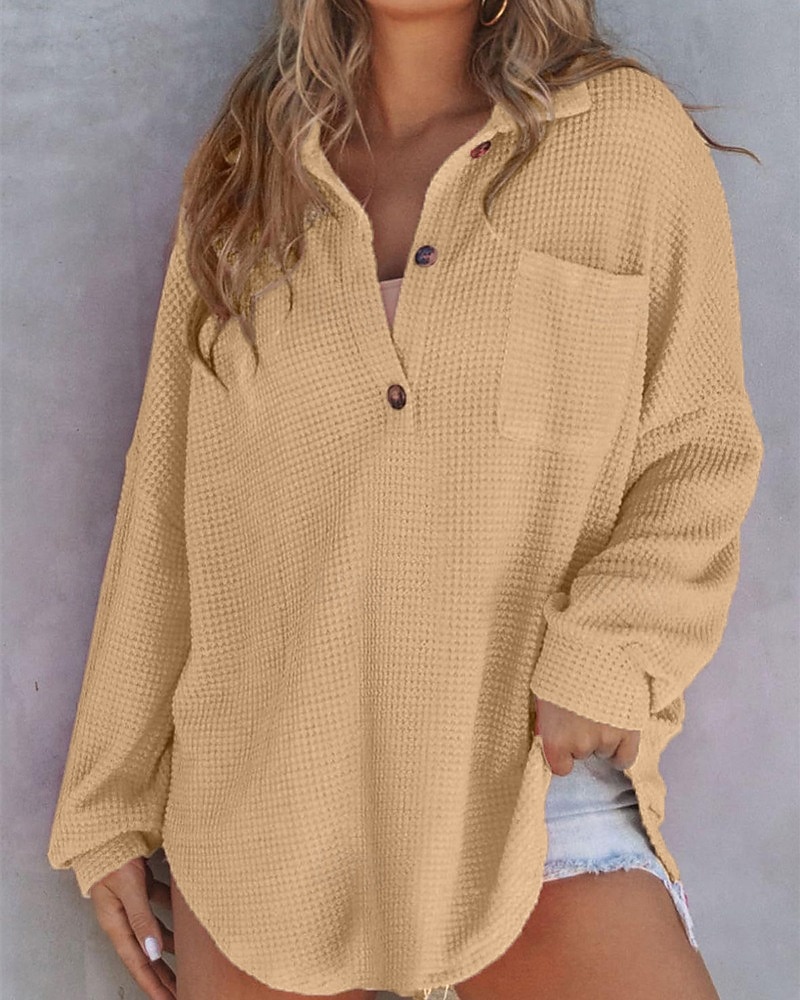 Per donna Felpa Maglione Quotidiano Elegante Casual Tinta unica A Coste Scollo a V Bottoni Lavorato a maglia Manica Lunga Top Regolari Maglia Quotidiano Ferie Uscire Bianco Rosa Autunno Inverno del 2026 a $22.99 –P3