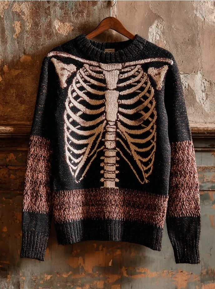 Maglione da donna Halloween Skeleton Carino Streetwear Casual Grafica Skeleton Collo a girocchiello Patchwork Maglione Maniche Lunghe Regolari KnitNero Arancione Autunno Inverno del 2025 a $29.99 –P3