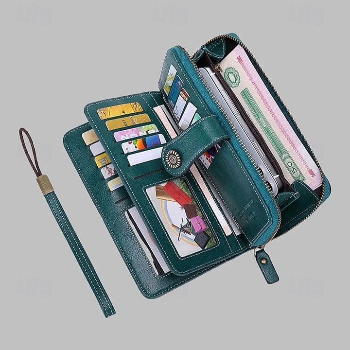 rfid antimagnetisk lång plånbok för kvinnor med dragkedja i läder med stor kapacitet, snygg kreditkortshållare med bifold-organisatör, modern handväska för dagligt bruk 2026 - $25.99 –P8