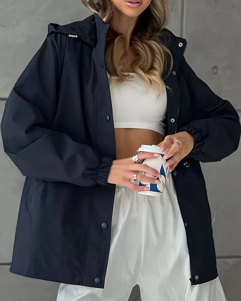 Mulheres Casaco de inverno Casaco com capuz Manter Quente Confortável Zíper Bolsos Casual Tecido Férias Roupa Diária Para Noite Final de semana Padrão Com Capuz Normal Manga Longa agasalhos Azul de 2025 por $41.99 –P2